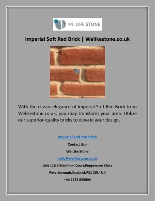 Imperial Soft Red Brick | Welikestone.co.uk