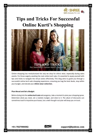 Tips and Tricks For Successful Online Kurti’s Shopping