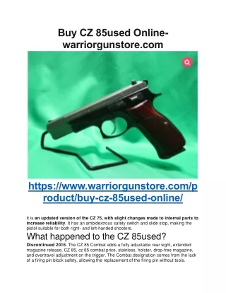 Buy CZ 85used Online - warriorgunstore.com