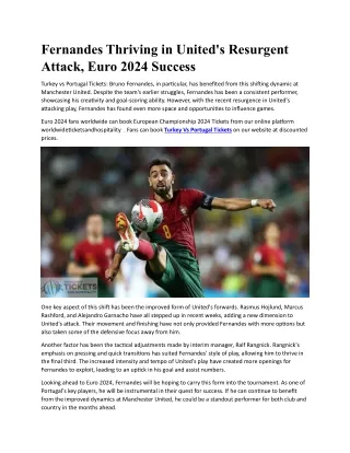 Fernandes Thriving in United's Resurgent Attack^J Euro 2024 Success