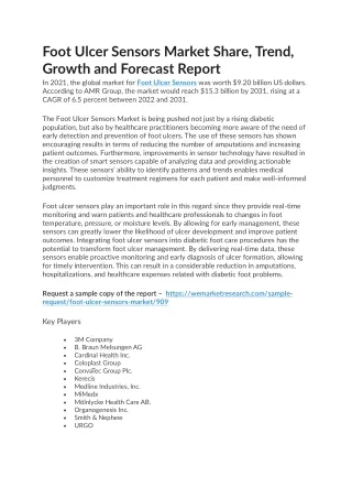 Foot Ulcer Sensors Market