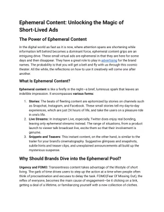 Ephemeral Content: The Magic of Short-Lived Ads