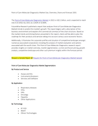 Point of Care Molecular Diagnostics Market Size, Overview, Share and Forecast 20