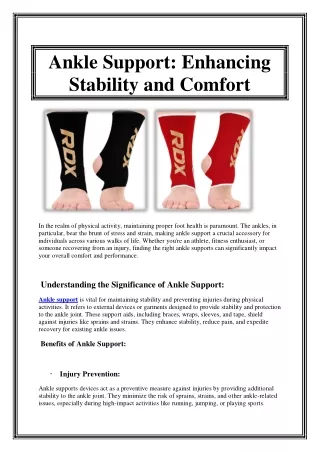 Ankle Support Enhancing Stability and Comfort