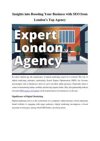 Insights into Boosting Your Business with SEO from London's Top Agency