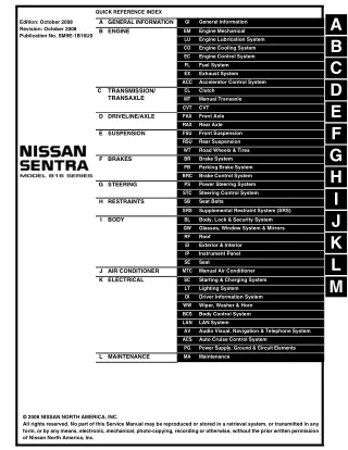 2009 Nissan Sentra Service Repair Manual