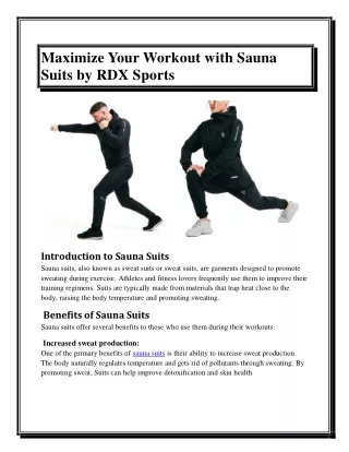 Maximize Your Workout with Sauna Suits by RDX Sports