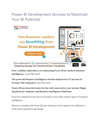 Power BI Development Services to Maximize Your BI Potential