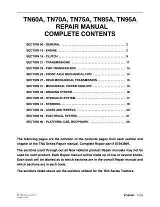 New Holland TN75A Tractor Service Repair Manual