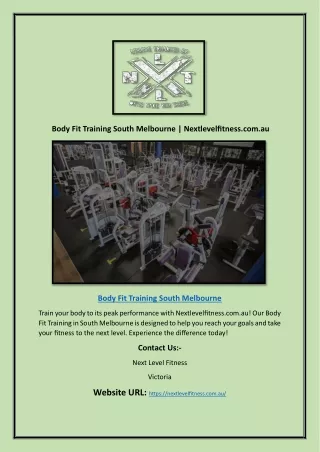 Body Fit Training South Melbourne | Nextlevelfitness.com.au