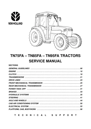 New Holland TN85FA Tractor Service Repair Manual