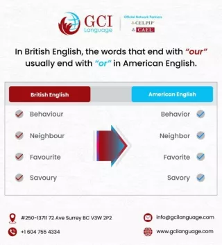 British vs American English - Our and Or words