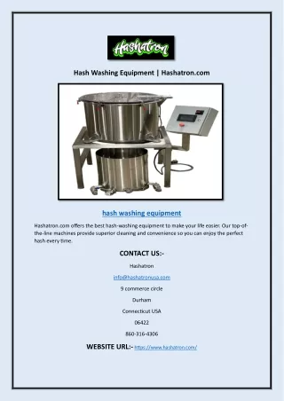 Hash Washing Equipment | Hashatron.com