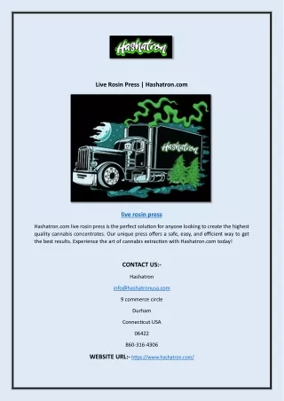 Live Rosin Press | Hashatron.com