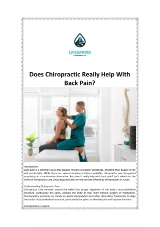 Does Chiropractic Really Help With Back Pain