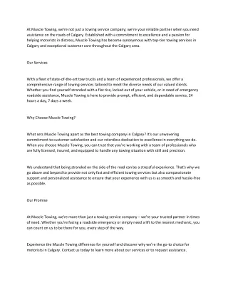 mucle towing - towing service in Calgary