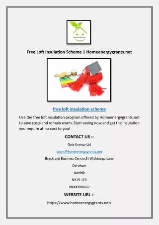 Free Loft Insulation Scheme | Homeenergygrants.net