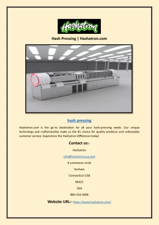 Hash Pressing | Hashatron.com