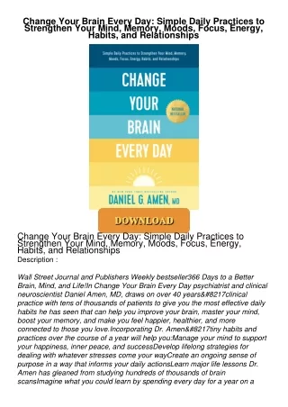 READ⚡[PDF]✔ Change Your Brain Every Day: Simple Daily Practices to Strengthen Your Mind,