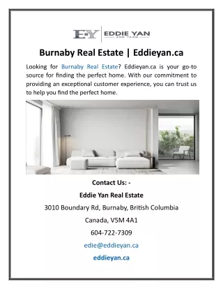 Burnaby Real Estate Eddieyan.ca