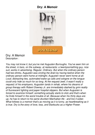 ebook Dry A Memoir