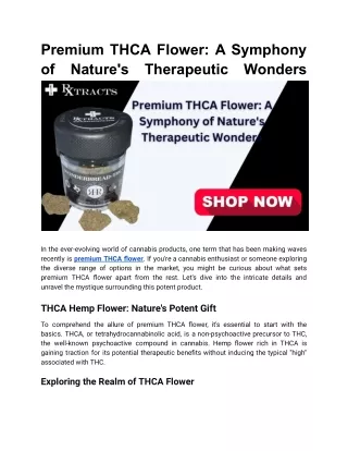 Premium THCA Flower_ A Symphony of Nature's Therapeutic Wonders
