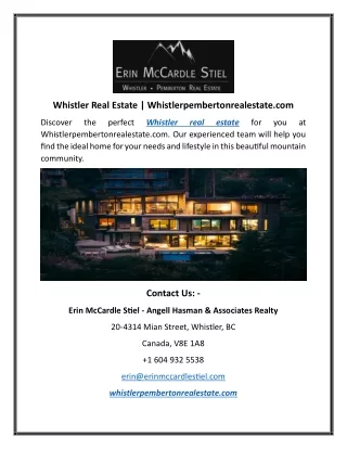 Whistler Real Estate Whistlerpembertonrealestate.com