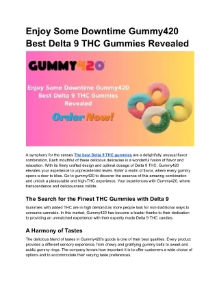 Enjoy Some Downtime Gummy420 Best Delta 9 THC Gummies Revealed