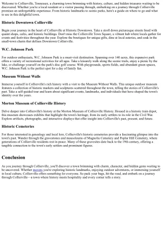 Embark on a Journey Through Collierville: Find Its Unique Attractions