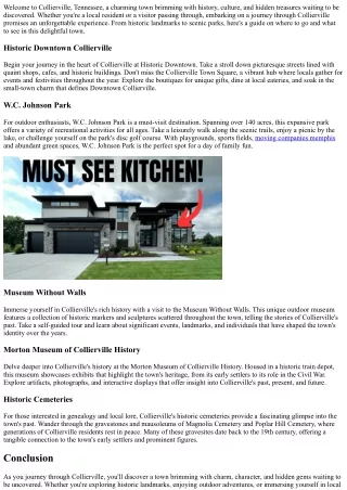 Open Collierville's Hidden Gems: Suggestions for Discovering the Community