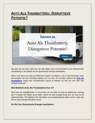 Auto Als Thuisbatterij_ Disruptieve Potentie