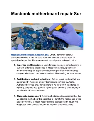 Macbook motherboard repair Sur