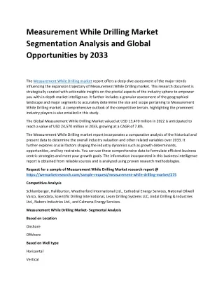 Measurement While Drilling Market