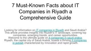 7 Must-Known Facts about IT Companies in Riyadh a Comprehensive Guide