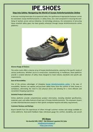 Step into Safety Navigating the World of Scarpe Antinfortunistiche Online