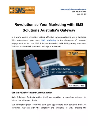 Revolutionise Your Marketing with SMS Solutions Australia's Gateway