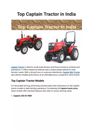 Top Captain Tractor in India
