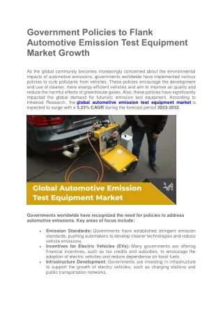 Government Policies to Flank Automotive Emission Test Equipment Market Growth