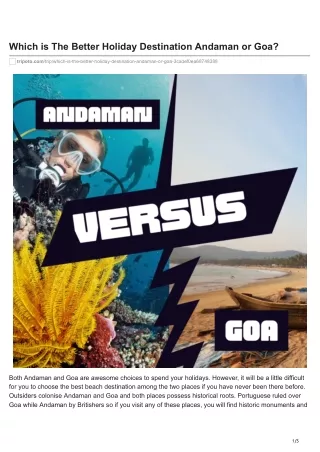 Which is The Better Holiday Destination Andaman or Goa?