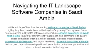 Navigating the IT Landscape Software Companies in Saudi Arabia