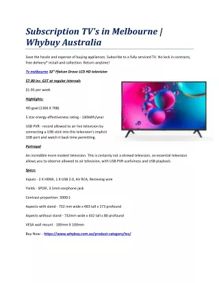 Subscription TV's in Melbourne | Whybuy Australia