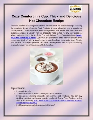 Hot chocolate recipe at home