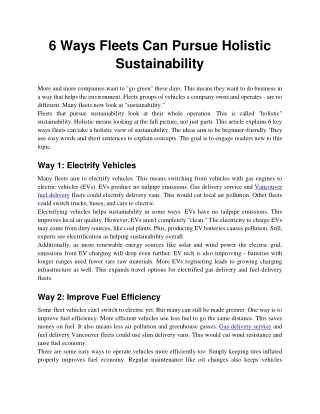 6 Ways Fleets Can Pursue Holistic Sustainability