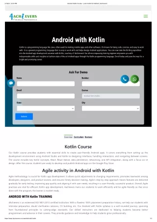 Best Android with kotlin course - 4achievers