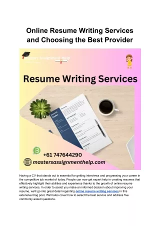 Online Resume Writing Services and Choosing the Best Provider