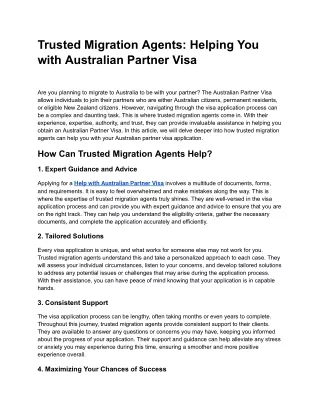 Trusted Migration Agents_ Helping You with Australian Partner Visa