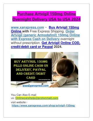Purchase Artvigil 150mg Online Overnight Delivery USA to USA 2024
