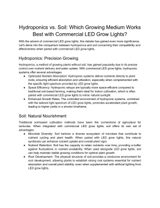 PDF - Hydroponics vs. Soil_ Which Growing Medium Works Best with Commercial LED Grow Lights_