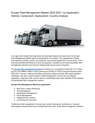 Europe Fleet Management Market Analysis 2022-2031