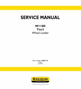 New Holland W110D Tier 2 Wheel Loader Service Repair Manual